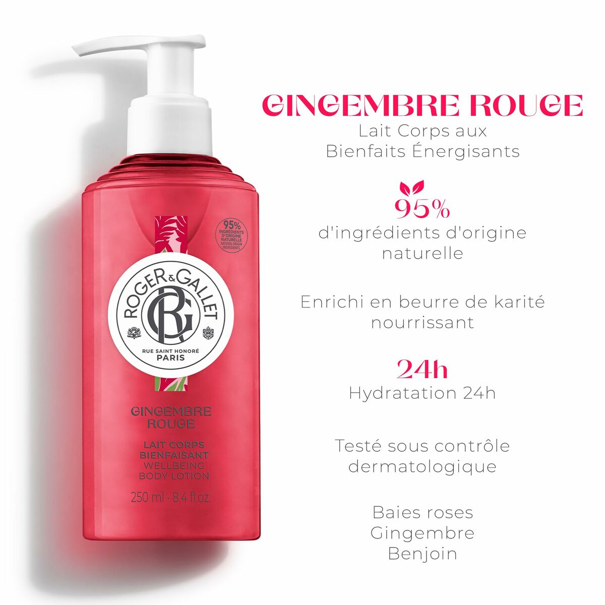 Body Cream Roger & Gallet Gingembre Rouge 250 ml for Women skincare packaging