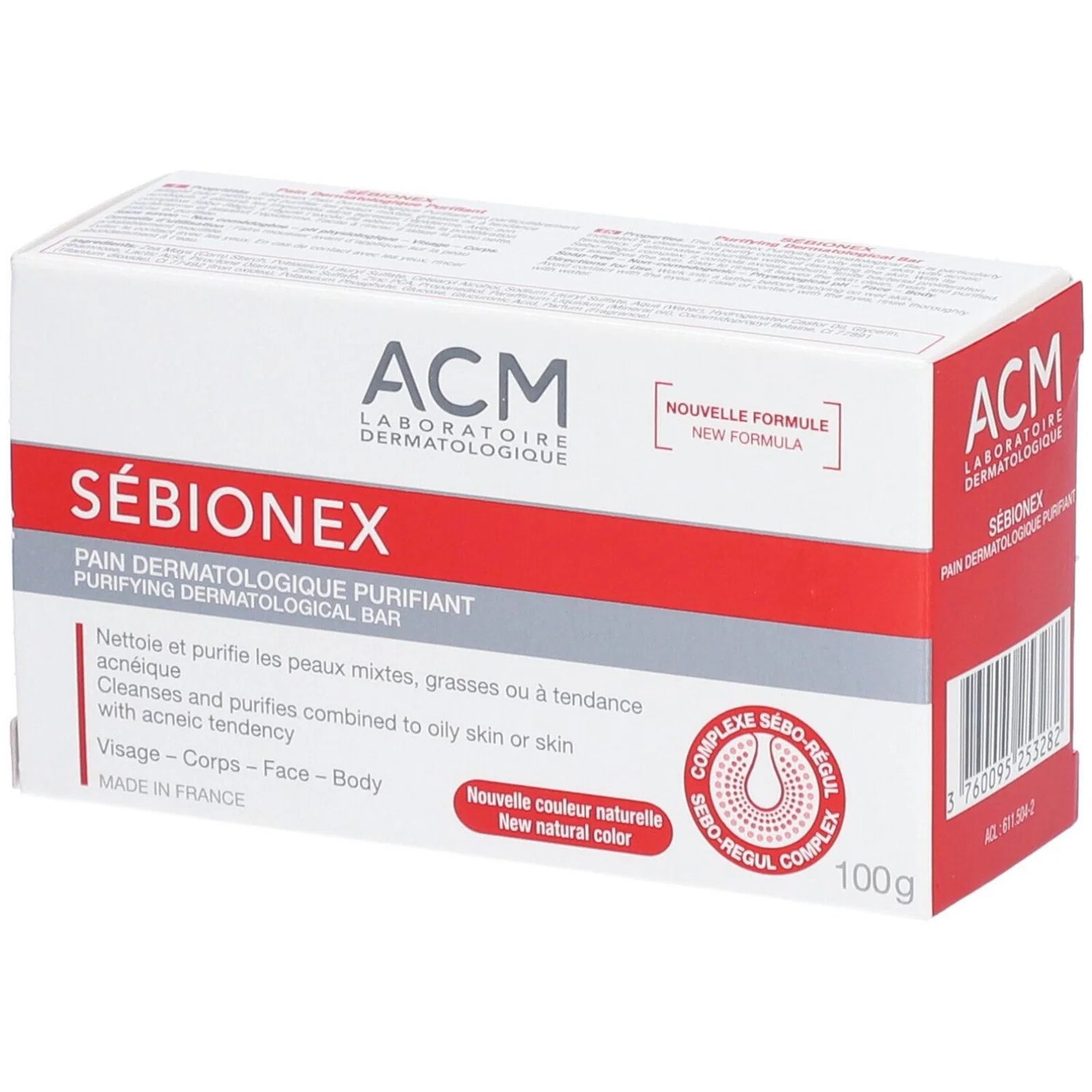 Laboratoire ACM, Sebionex, Purifying, Cleansing Bar, For Face, 100 g