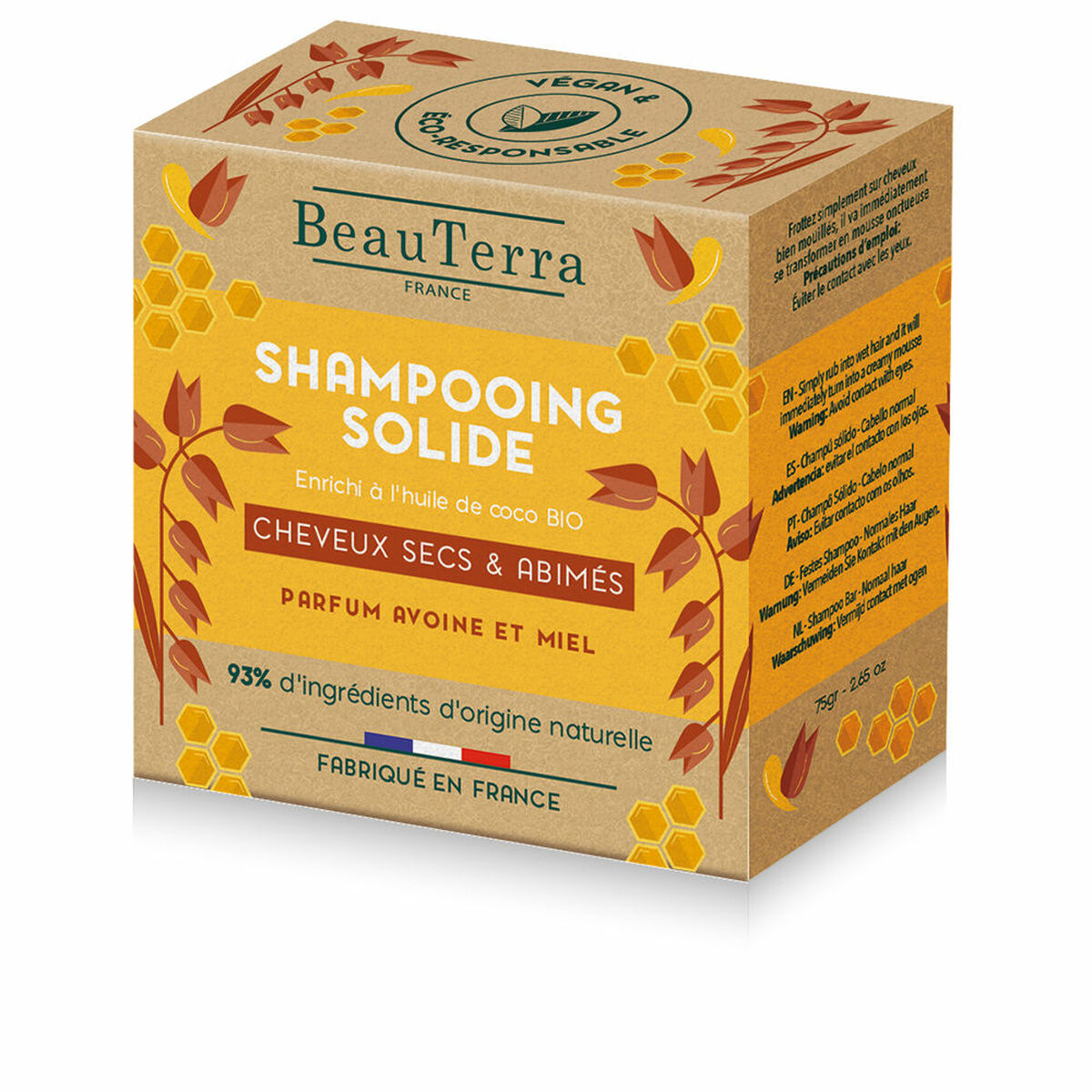 Shampoo Bar Beauterra Solide Honey Oatmeal 75 g shampoo bottle