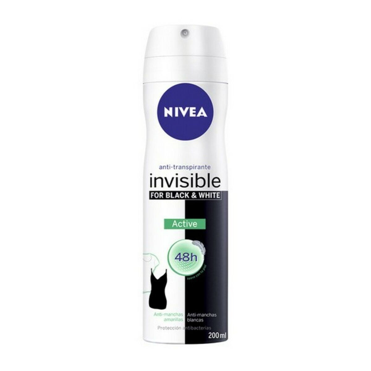 Spray Deodorant Nivea Black White Invisible Active 200 ml product packaging