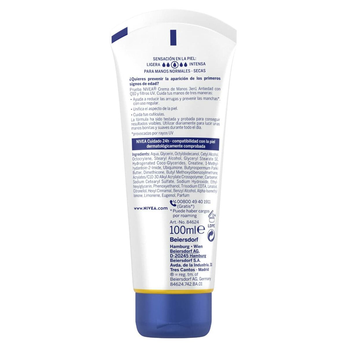 Anti-ageing Hand Cream Nivea Q10 100 ml 3-in-1 skincare packaging