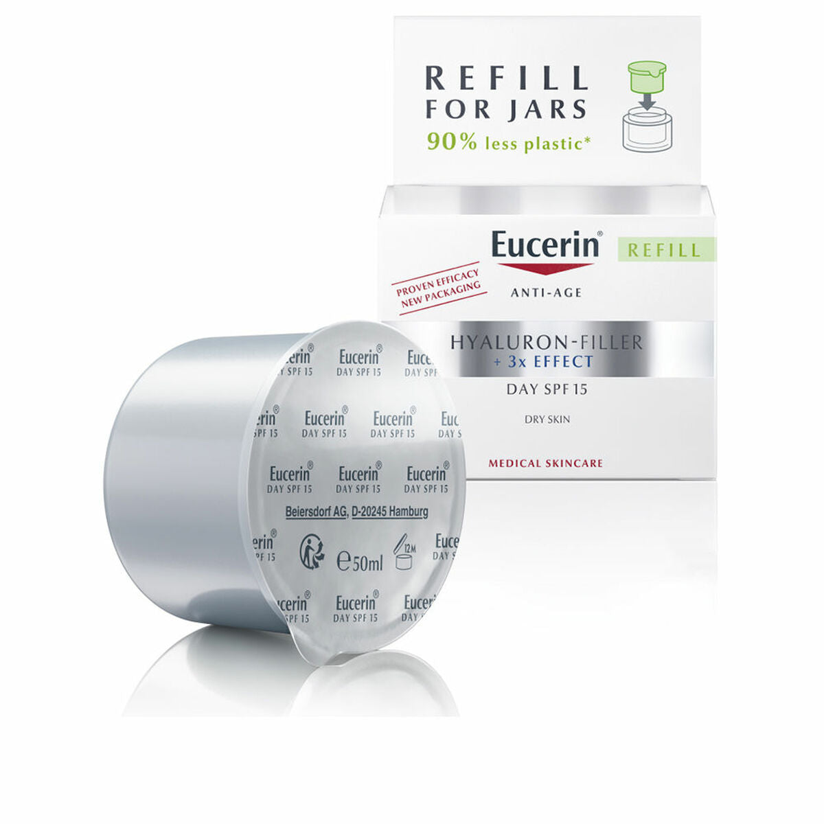 Facial Cream Eucerin Hyaluron Filler Spf 15 50 ml Dry Skin Replacement for Women skincare packaging