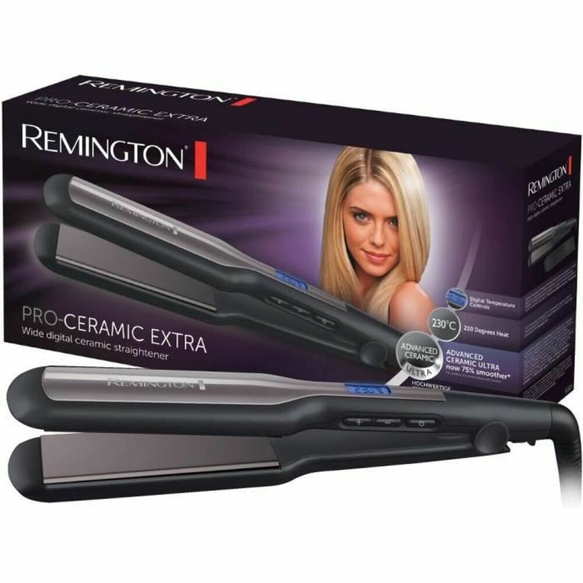 Hair Straightener Remington Pro Ceramic Extra S5525 110 mm Black product packaging
