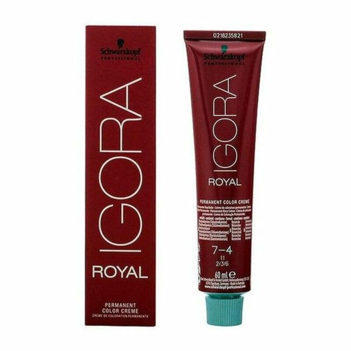 Permanent Dye Schwarzkopf Igora Royal Nº 7-4 60 ml for Women product packaging