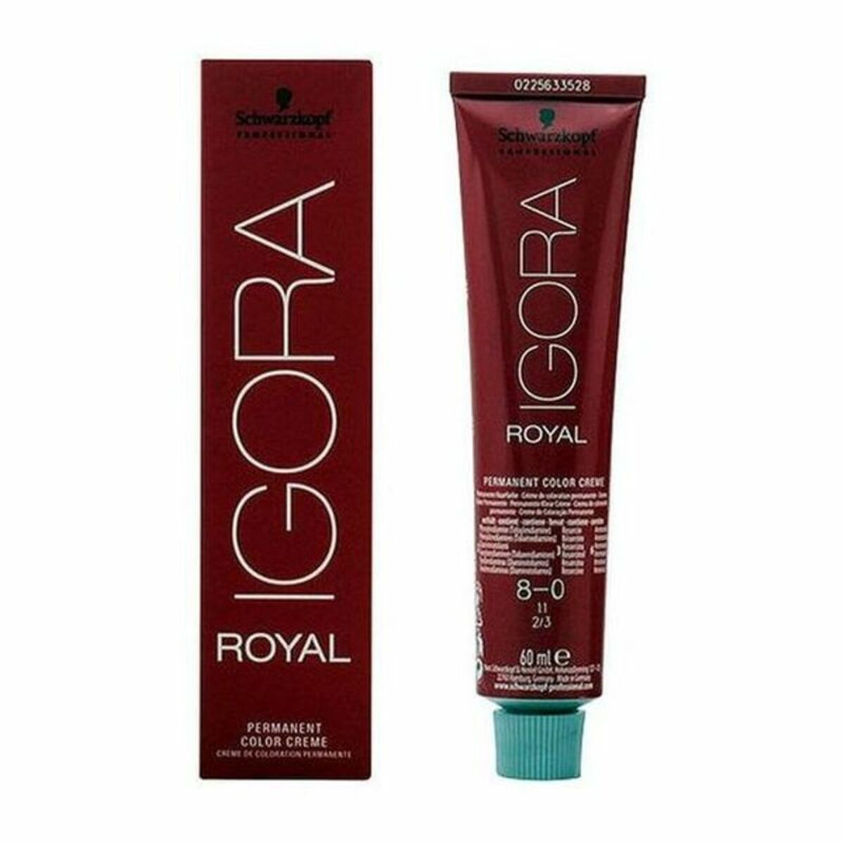 Permanent Dye Schwarzkopf Igora Royal Nº 8-0 60 ml for Women product packaging