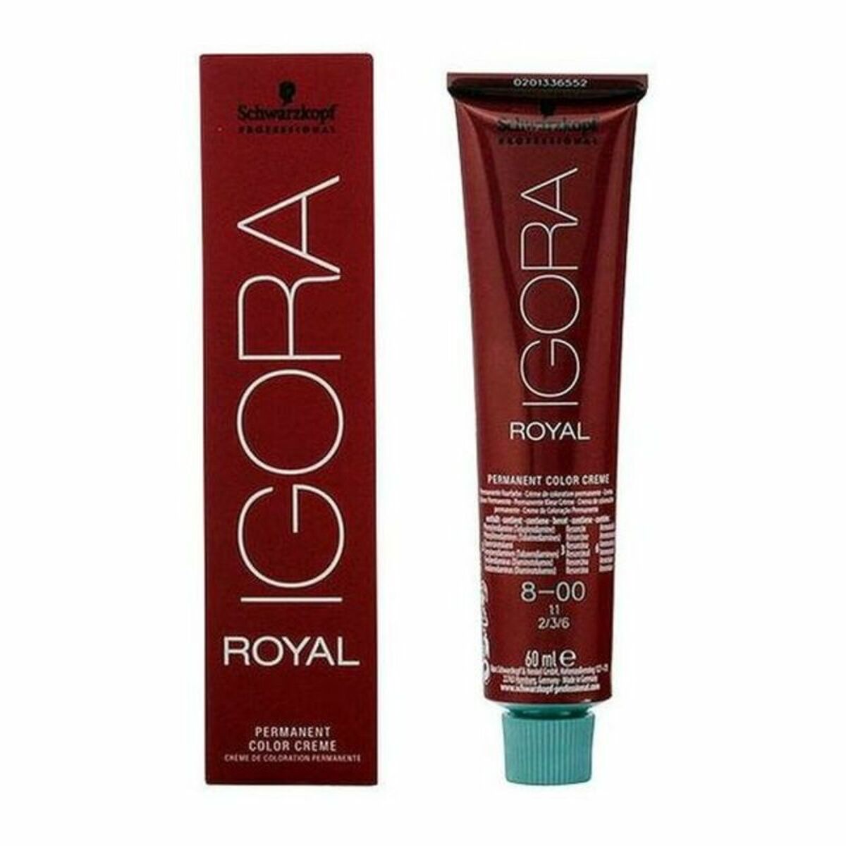 Permanent Dye Schwarzkopf Igora Royal Nº 8-00 60 ml for Women product packaging