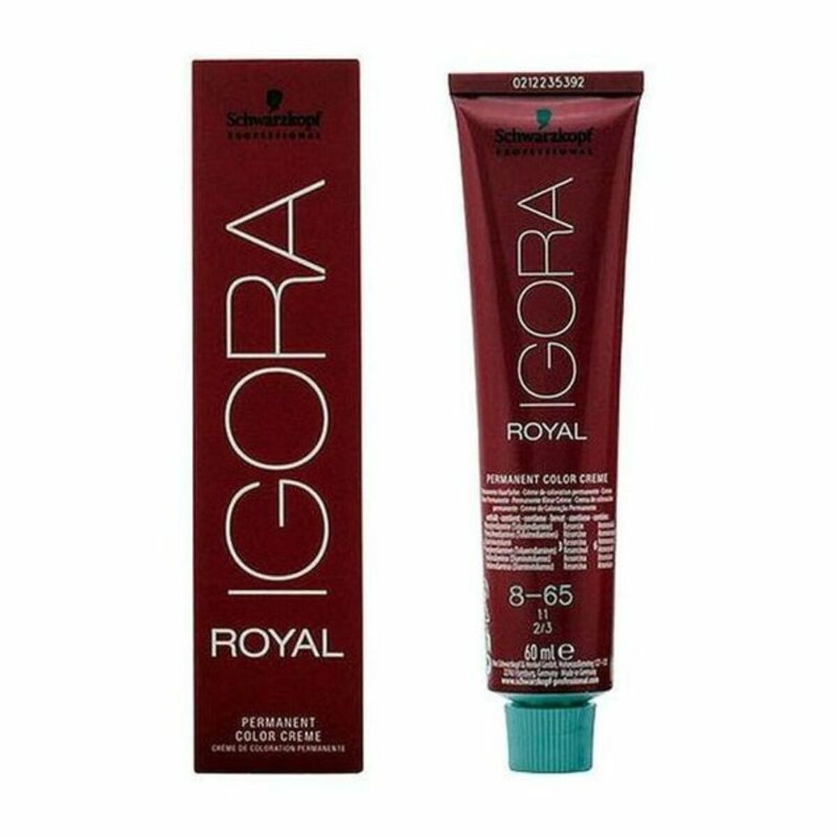 Permanent Dye Schwarzkopf Igora Royal Nº 8-65 60 ml product packaging