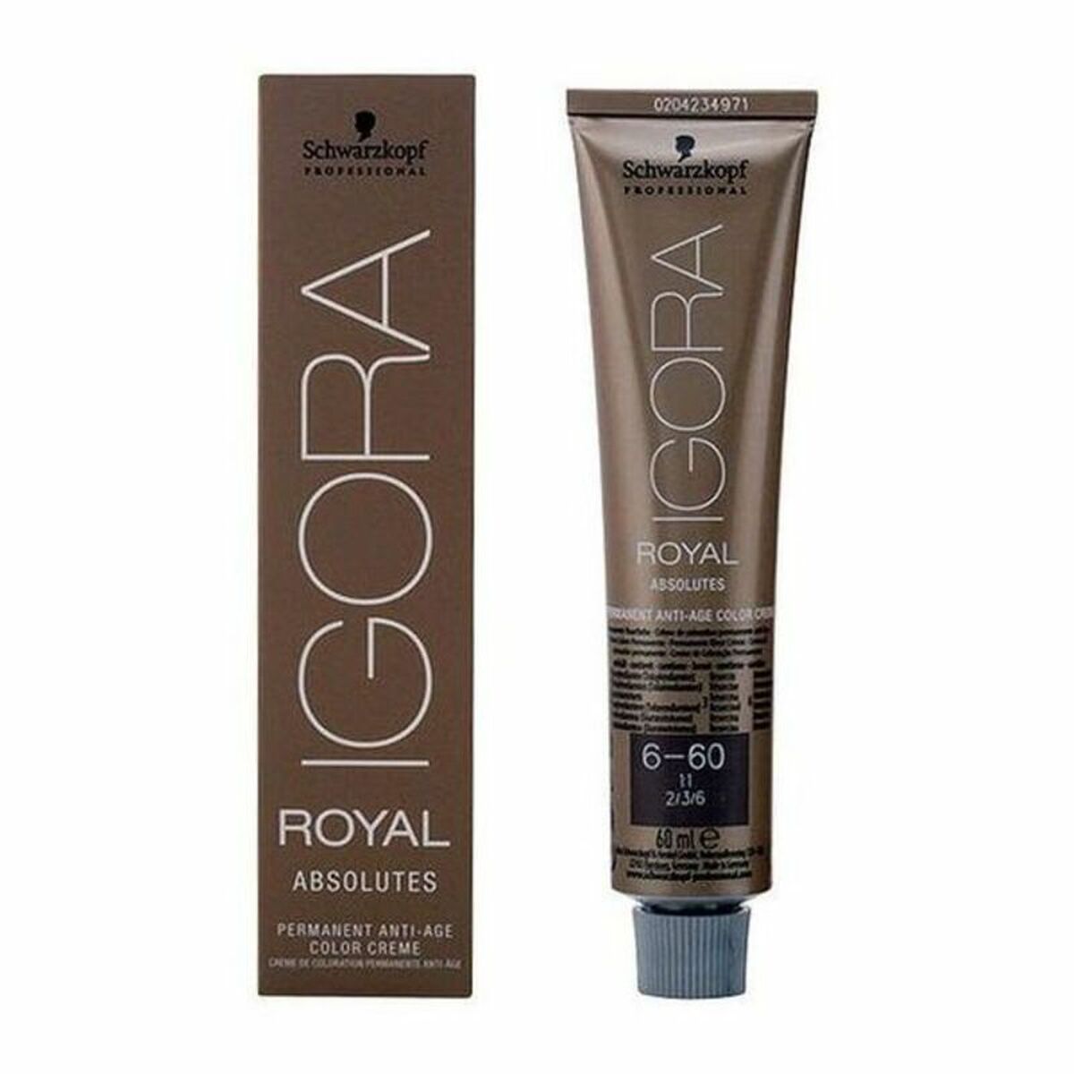 Permanent Anti-Ageing Dye Schwarzkopf Nº 6-60 60 ml product packaging