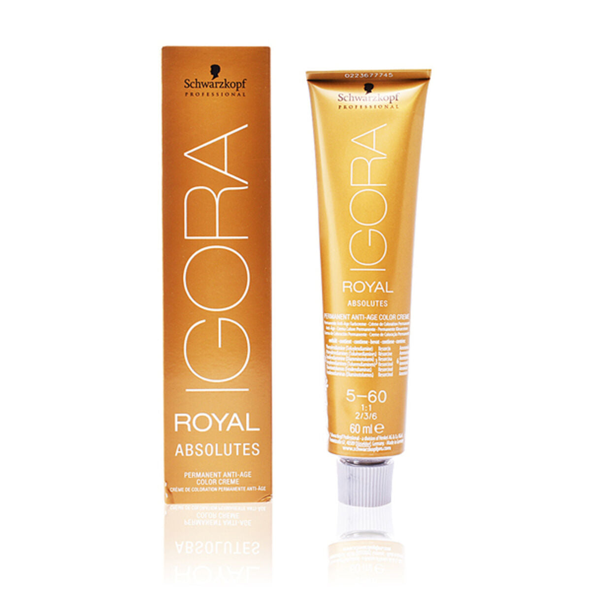 Anti-Ageing Colouring Gel Schwarzkopf Igora Royal Absolutes Nº 5-60 60 ml for Women skincare packaging