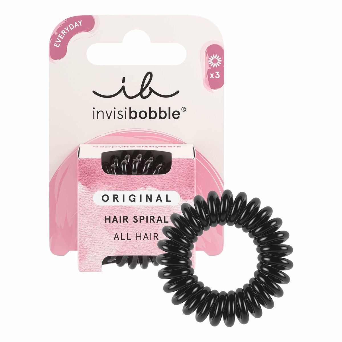 Rubber Hair Bands Invisibobble Original Black (3 Units) product packaging
