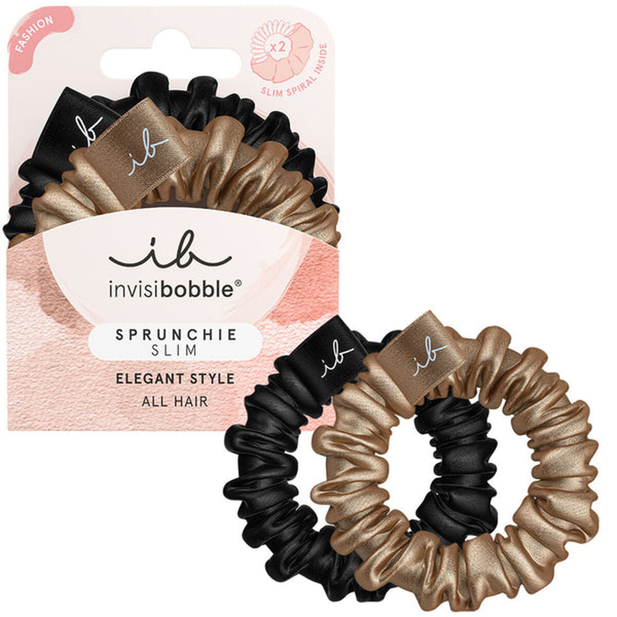 Hair ties Invisibobble Black Golden (2 Units) product packaging