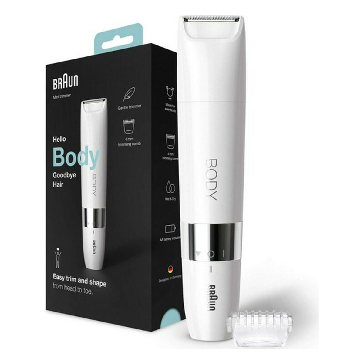 Electric Hair Remover Braun White Stainless steel product packaging