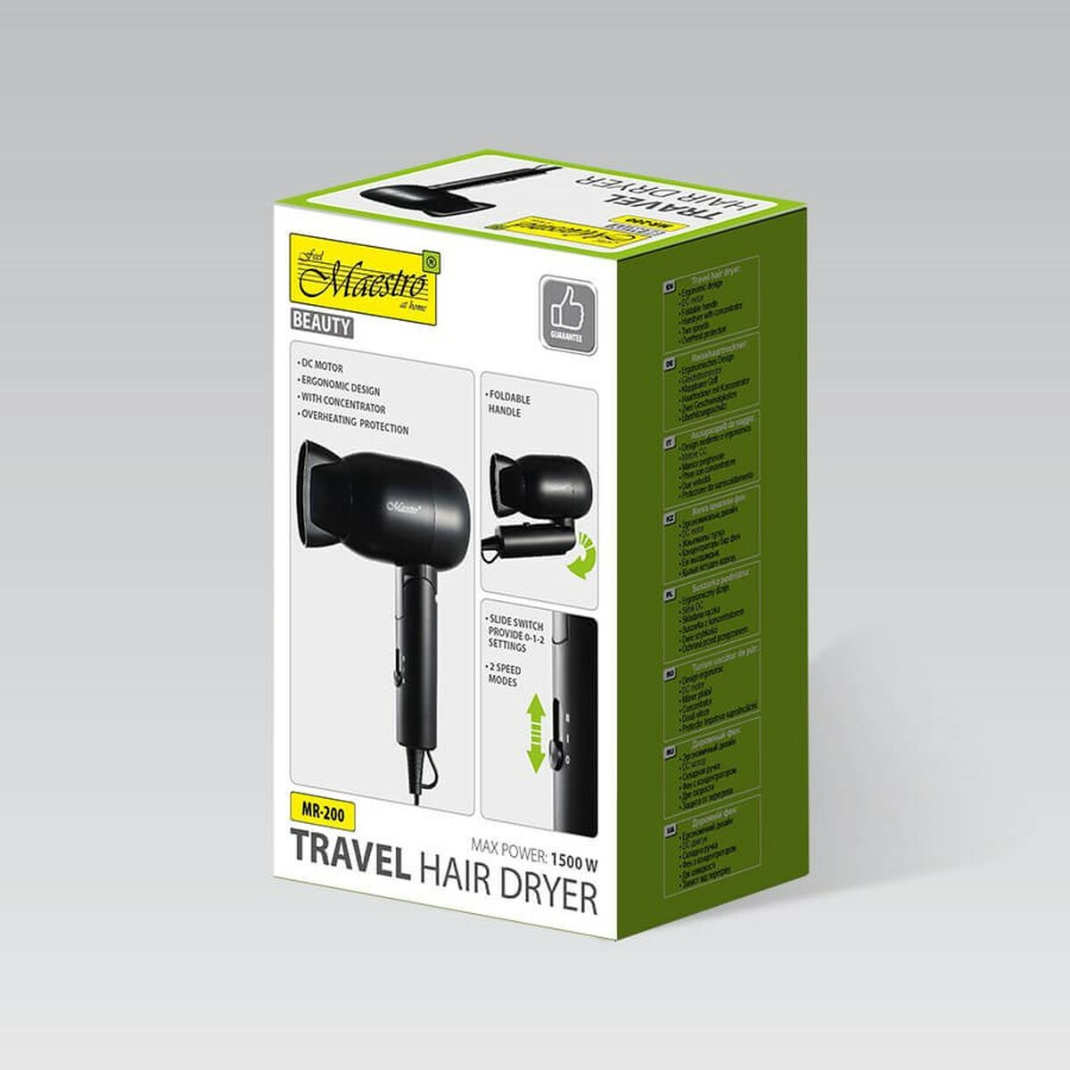Hairdryer Feel Maestro MR-200 Black 1500 W product packaging