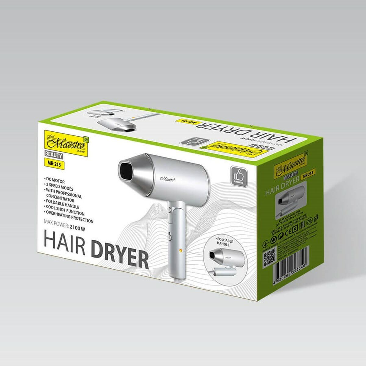 Hairdryer Feel Maestro MR-213 Silver 2100 W product packaging