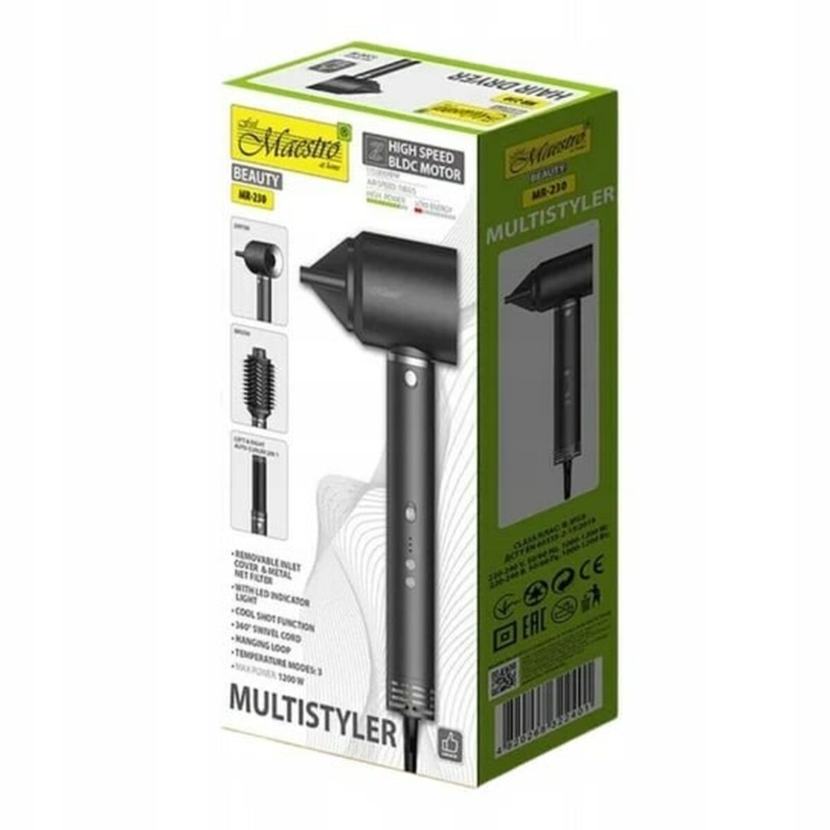 Hairdryer Feel Maestro MR-230 Black 1200 W product packaging