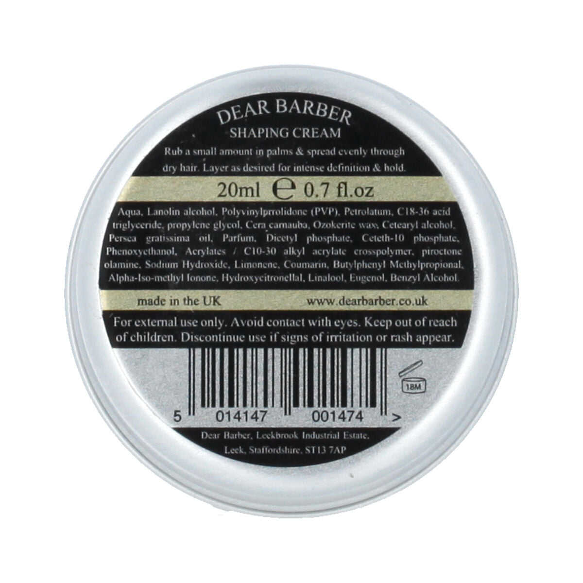 Flexible Fixing Cream Dear Barber for Men skincare packaging
