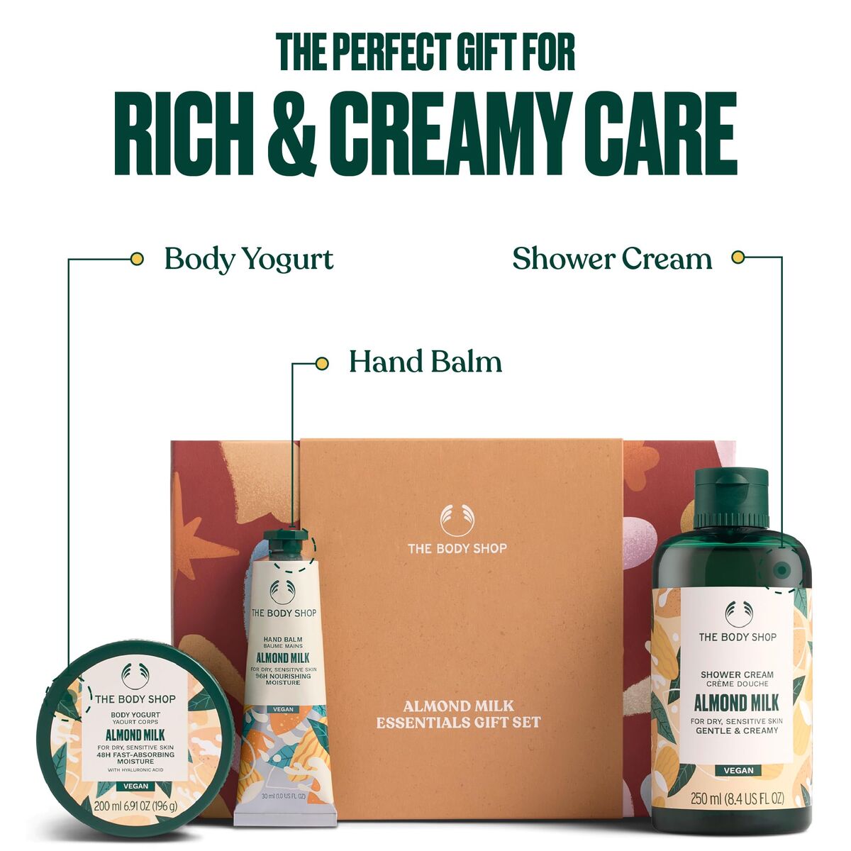 Women's Cosmetics Set The Body Shop ALMOND MILK product packaging