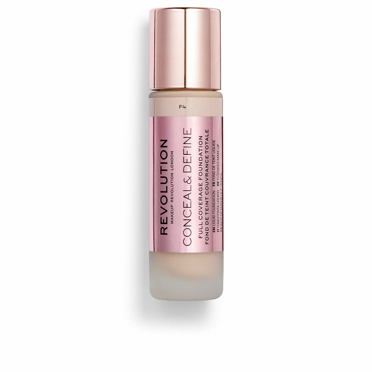 Liquid Make Up Base Revolution Make Up Conceal Define F4 23 ml product packaging