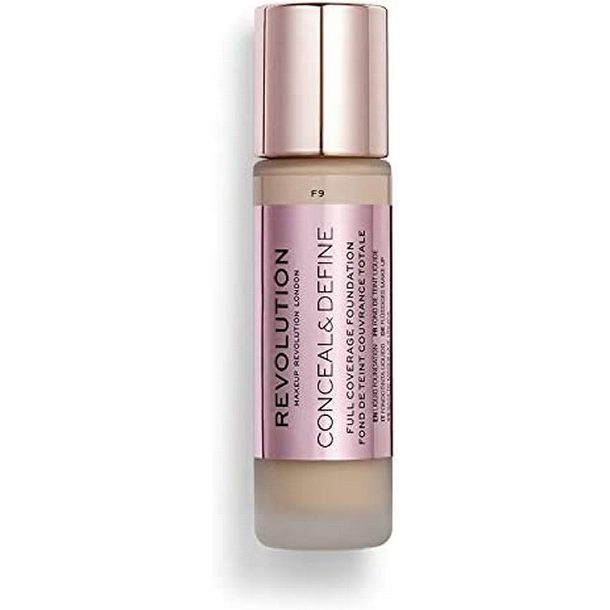 Liquid Make Up Base Revolution Make Up Conceal Define Nº F9 23 ml product packaging