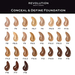 Liquid Make Up Base Revolution Make Up Conceal Define Nº F9 23 ml product packaging