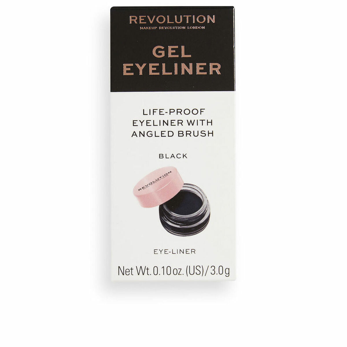 Eyeliner Revolution Make Up Gel Eyeliner Black 3 g Gel skincare packaging