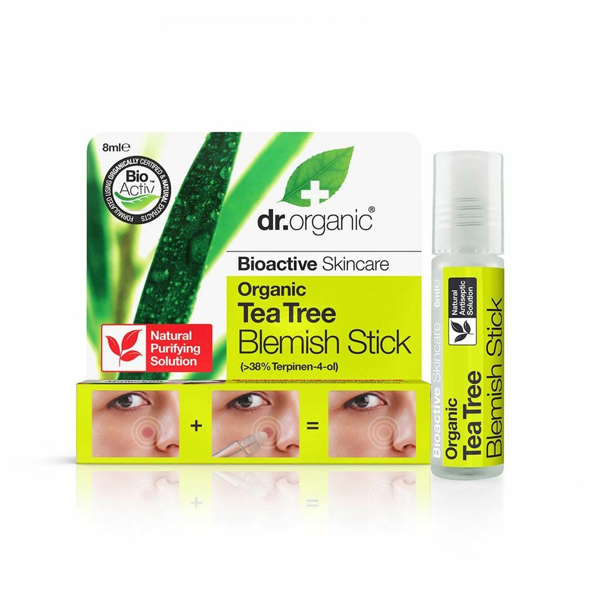 Acne Skin Care Dr.Organic DR00140 8 ml Roll-On Tea tree product packaging