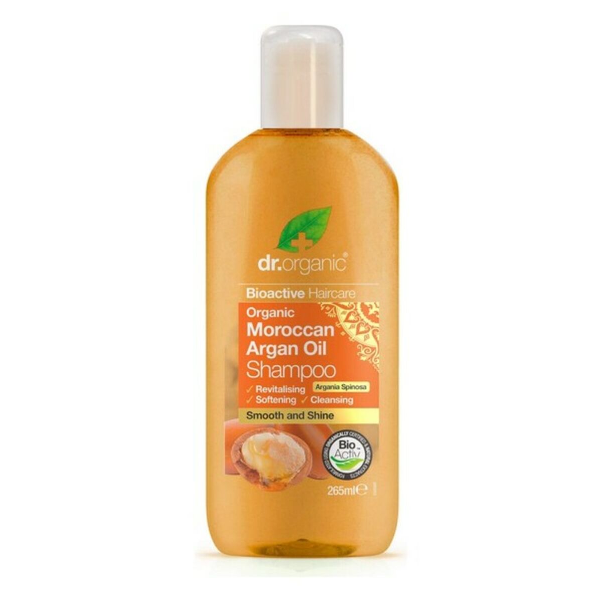 Revitalizing Shampoo Dr.Organic Argán 265 ml shampoo bottle