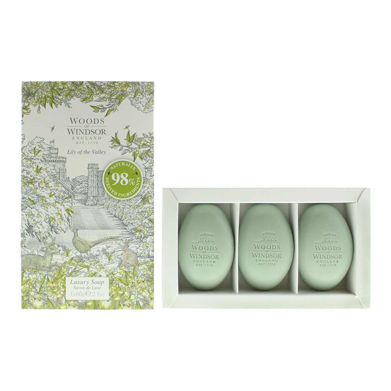 Set Trio, Woods Of Windsor, Lily Of The Valley, Moisturizing, Massage Soap Bar, Shea butter, 3 pcs, 60 g