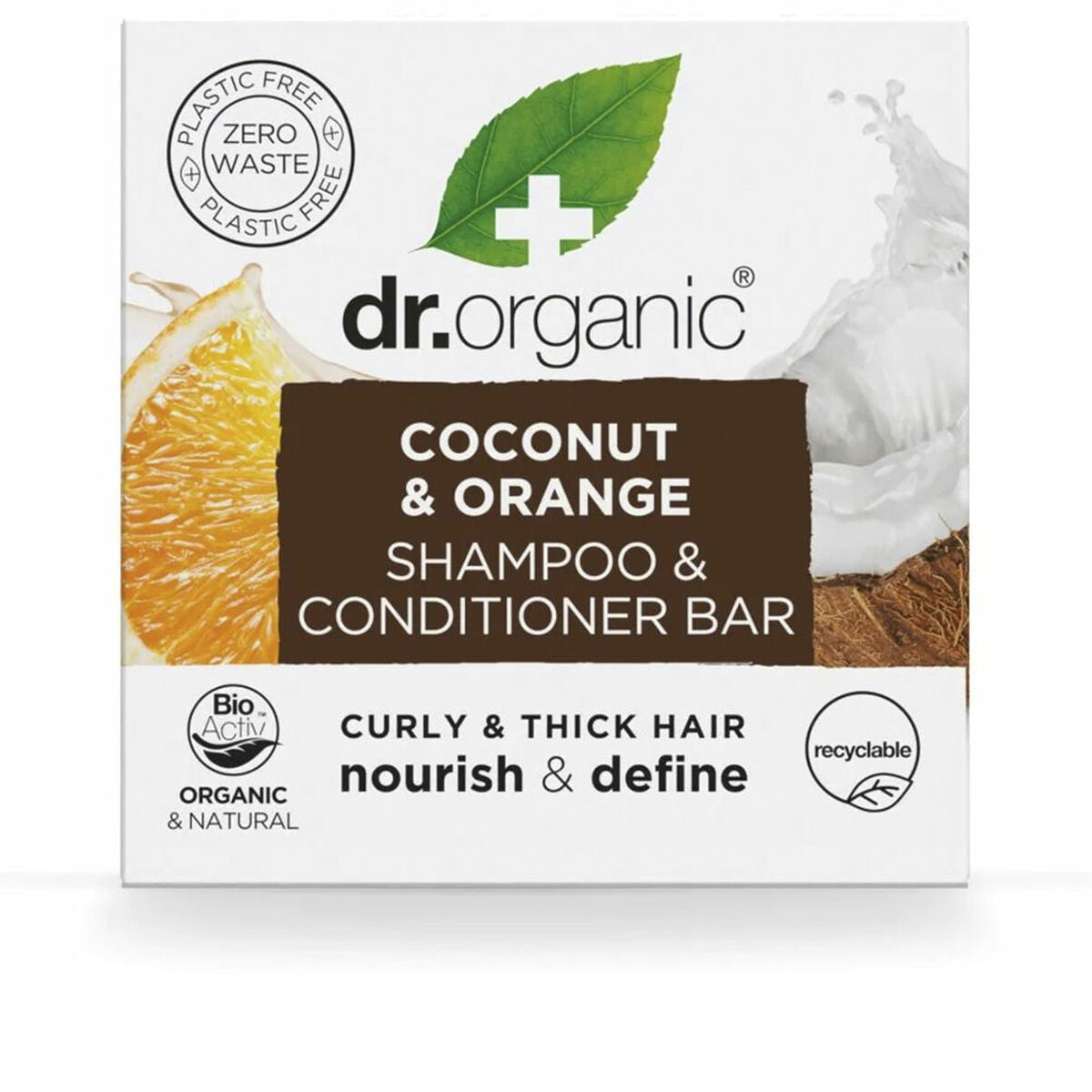 2-in-1 Shampoo and Conditioner Dr.Organic Coconut and Orange 75 g Solid for Women shampoo bottle