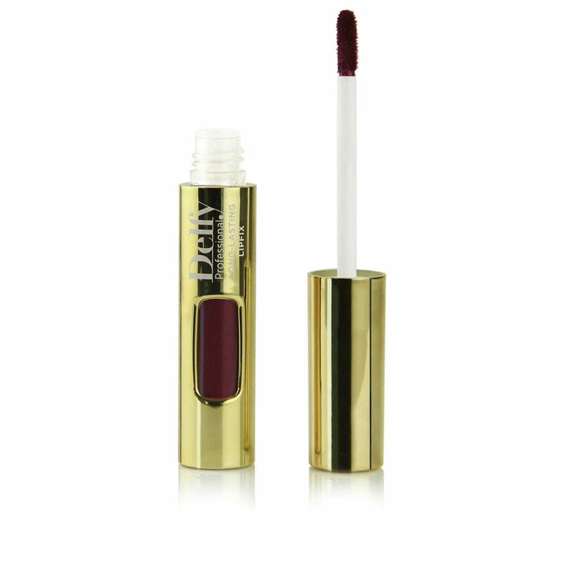 Lipstick Delfy LIPFIX GOLD marsala glitter 8 g makeup packaging