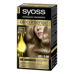 Permanent Dye Syoss Olio Intense Sand Blonde Nº 7,58 Platinum Blonde Nº 7.58-Rubio Arena for Women product packaging