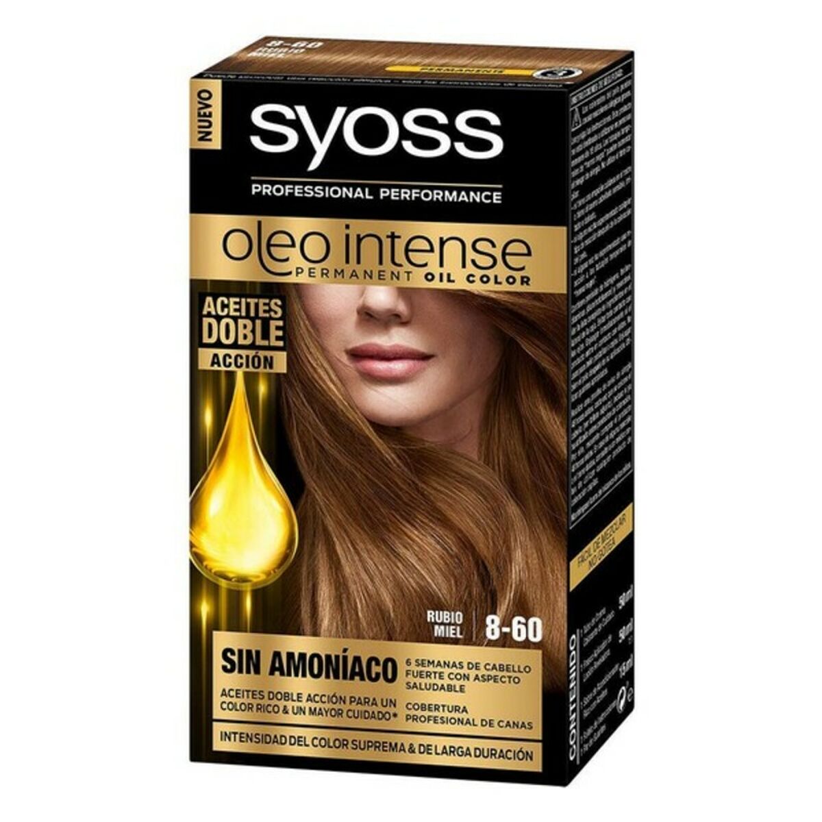 Permanent Dye Syoss Olio Intense Honey Blonde Nº 8,60 Platinum Blonde Nº 8.60-Rubio Miel for Women product packaging