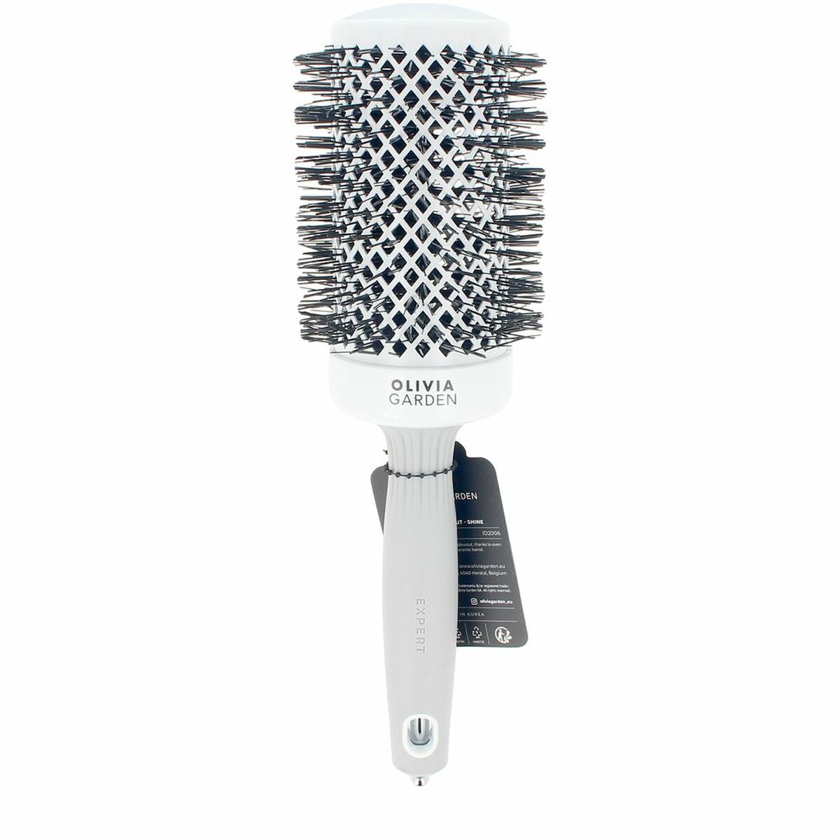 Detangling Hairbrush Olivia Garden EXPERT BLOWOUT SHINE White Grey Ø 55 mm product packaging