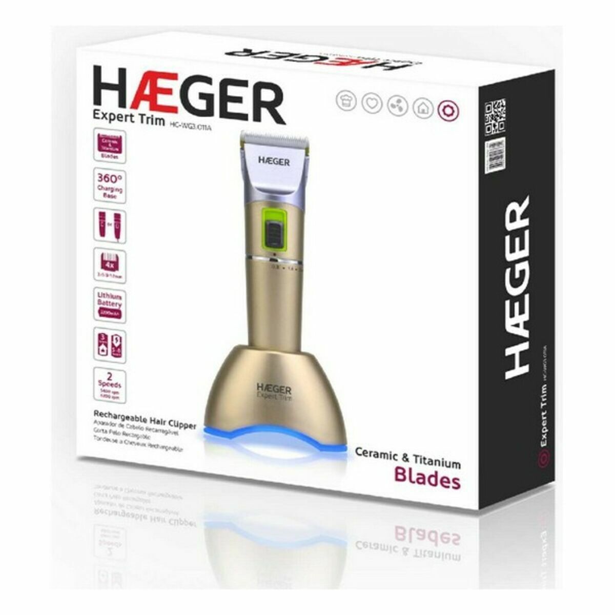 Rechargeable Electric Shaver Haeger HC-WG3.011A product packaging