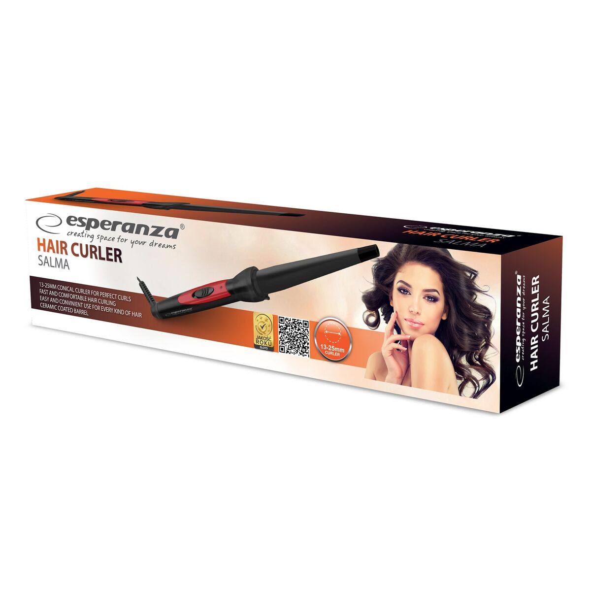 Curling Tongs Esperanza SALMA Black Red Black / Rose Gold product packaging
