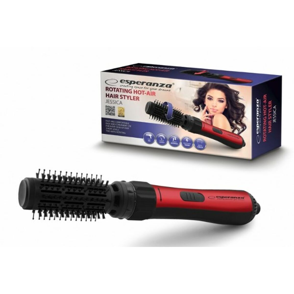 Brush Esperanza EBL008 Black Red Black/Red 1 Piece product packaging