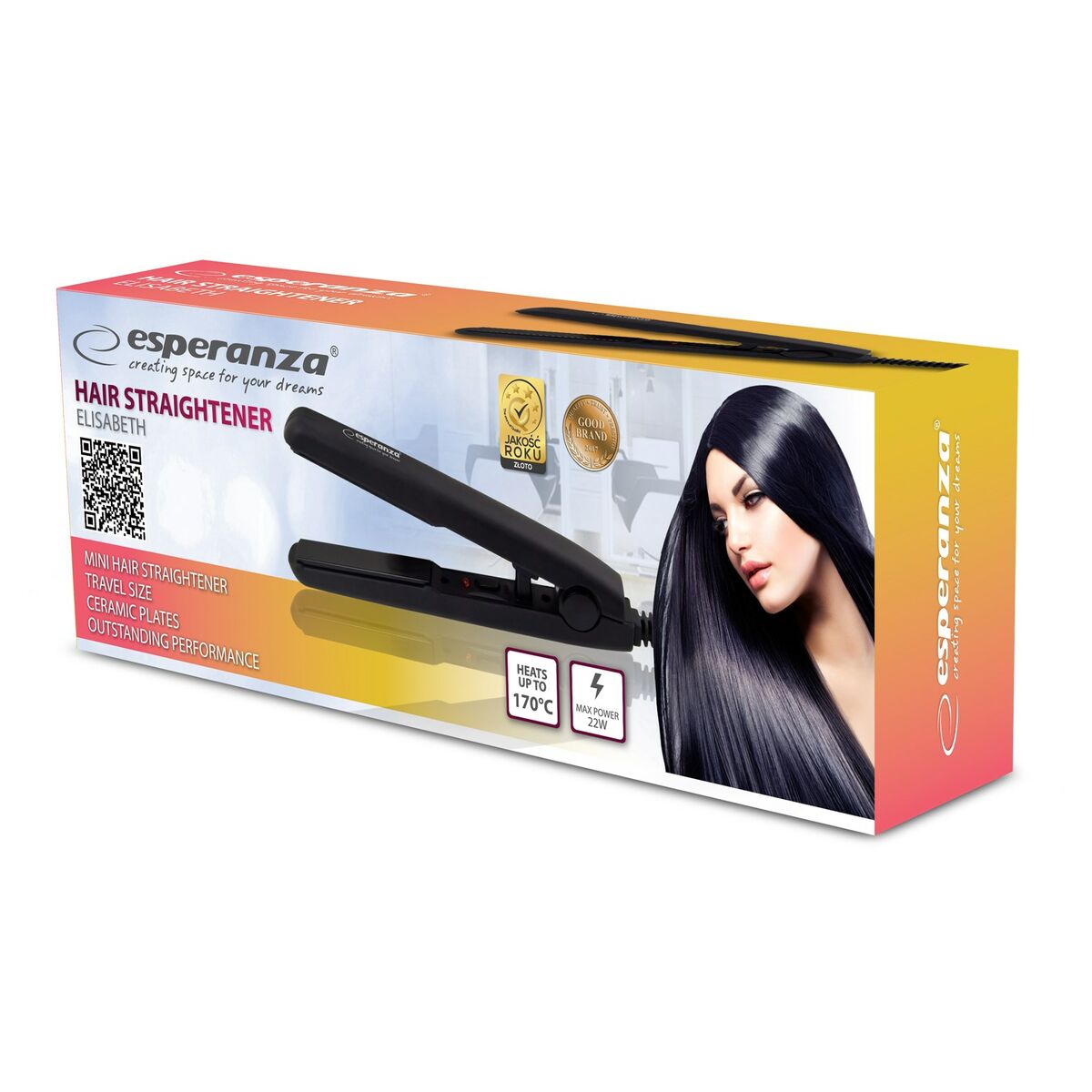 Hair Straightener Esperanza EBP008 Black 22 W product packaging