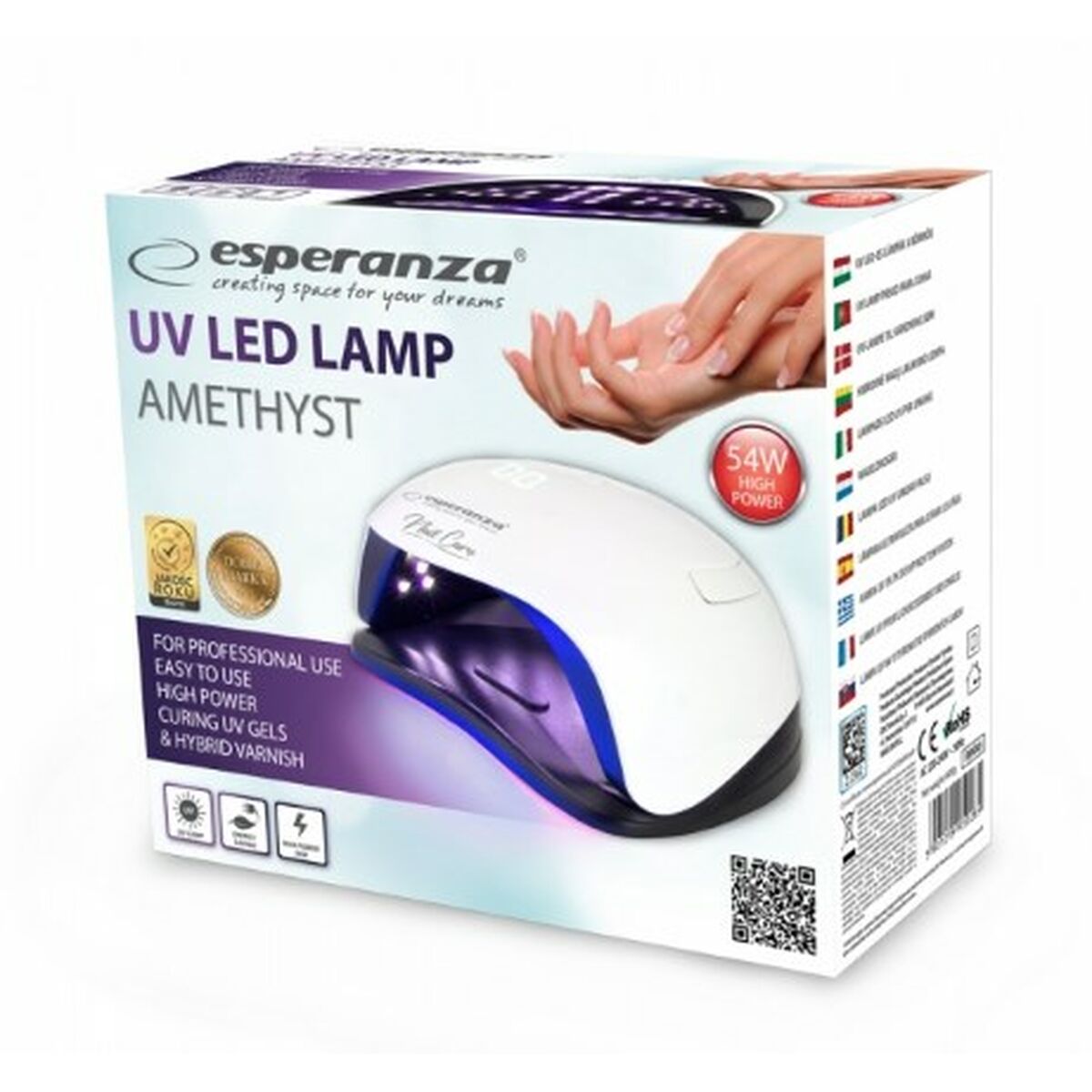 Nail Dryer Esperanza EBN005 Black White 54 W product packaging