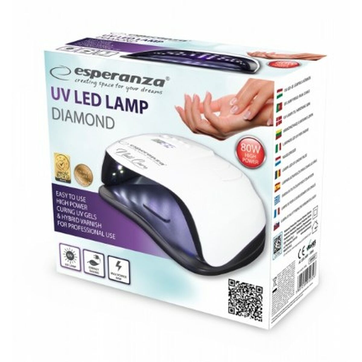 Nail Dryer Esperanza EBN007 White Black 80 W product packaging