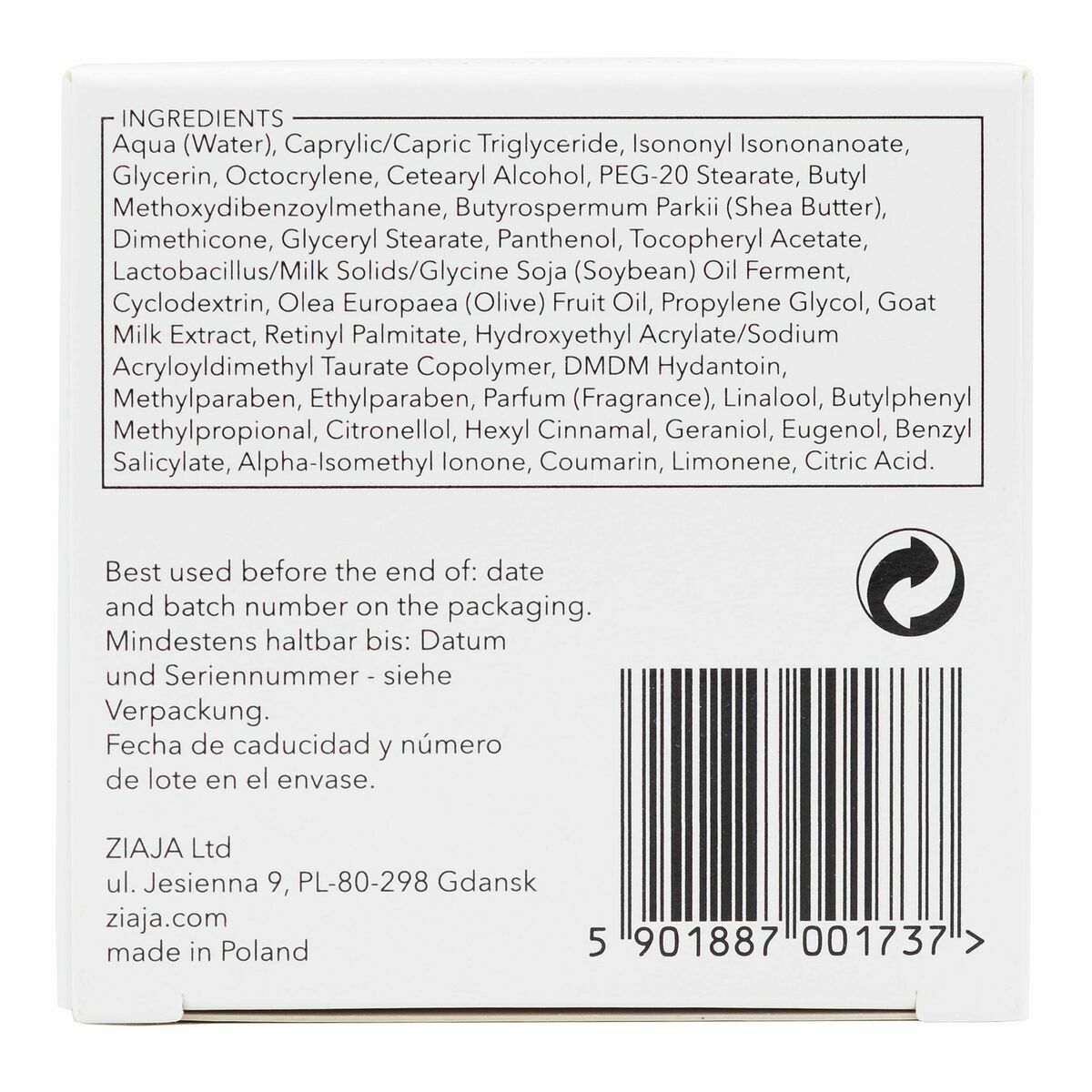 Day Cream Ziaja Leche De Cabra 50 ml Goat's milk skincare packaging