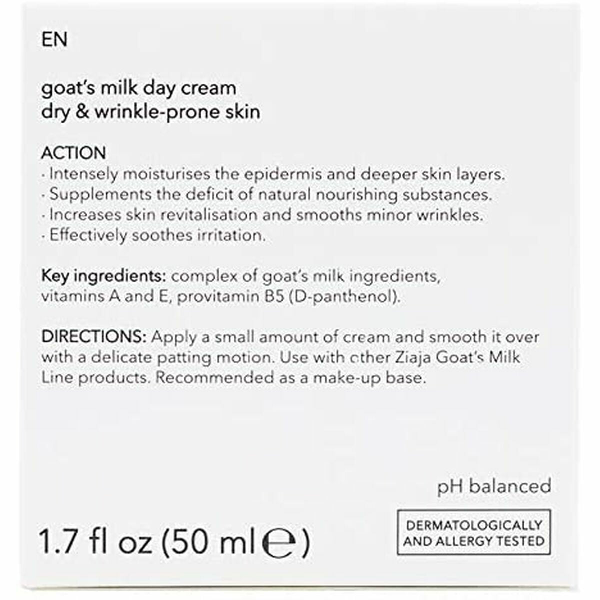 Day Cream Ziaja Leche De Cabra 50 ml Goat's milk skincare packaging