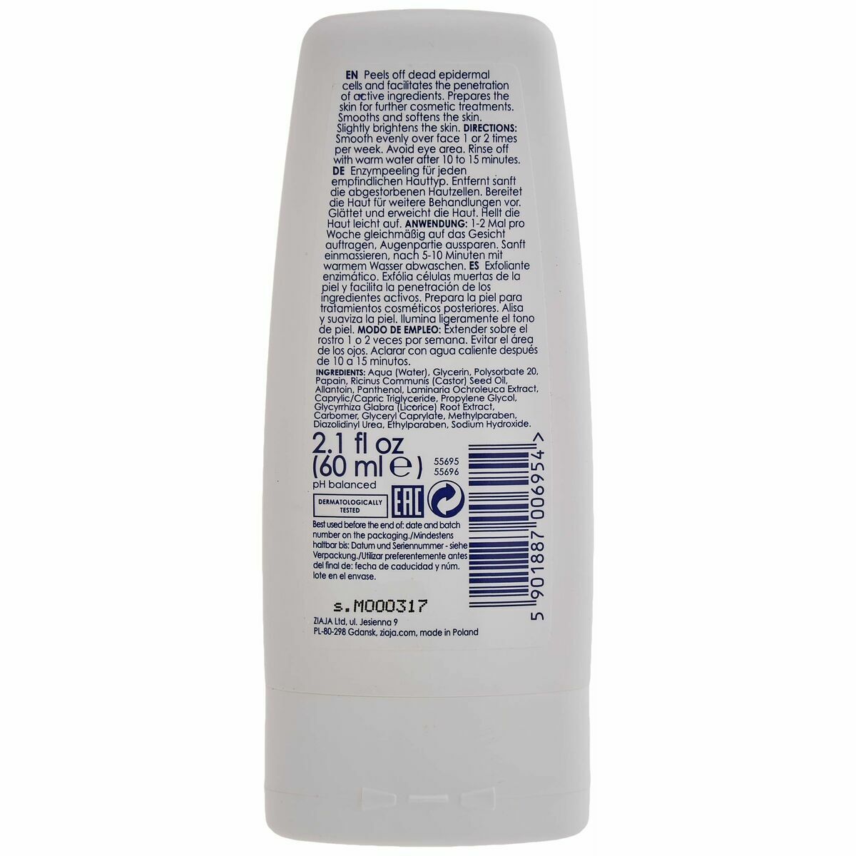 Facial Exfoliator Ziaja Sensitive 60 ml for Women product packaging