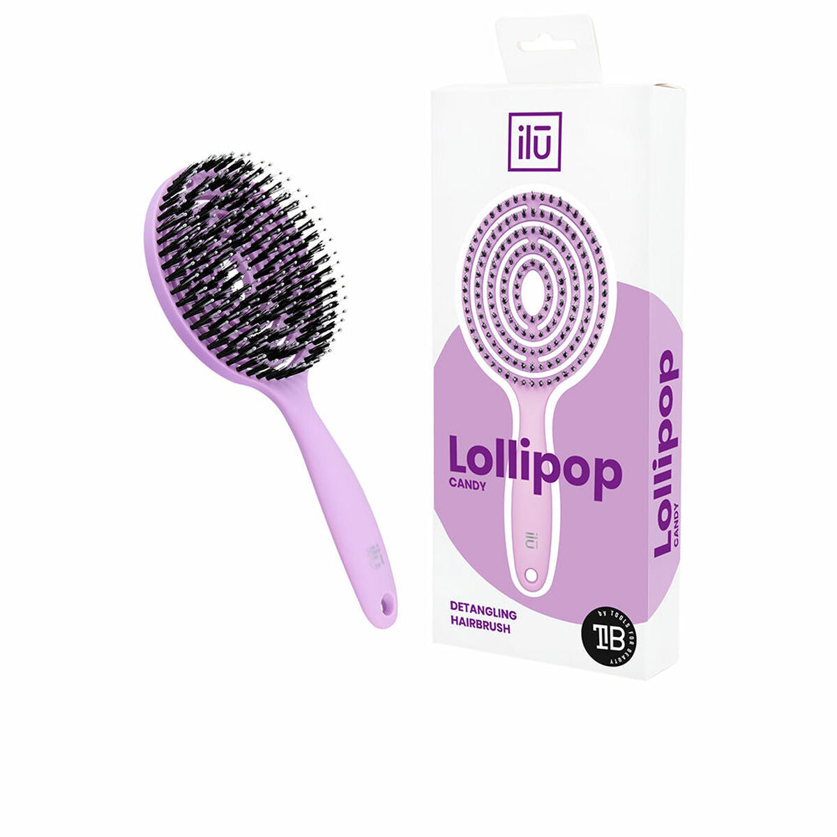 Detangling Hairbrush Ilū Lollipop Purple product packaging