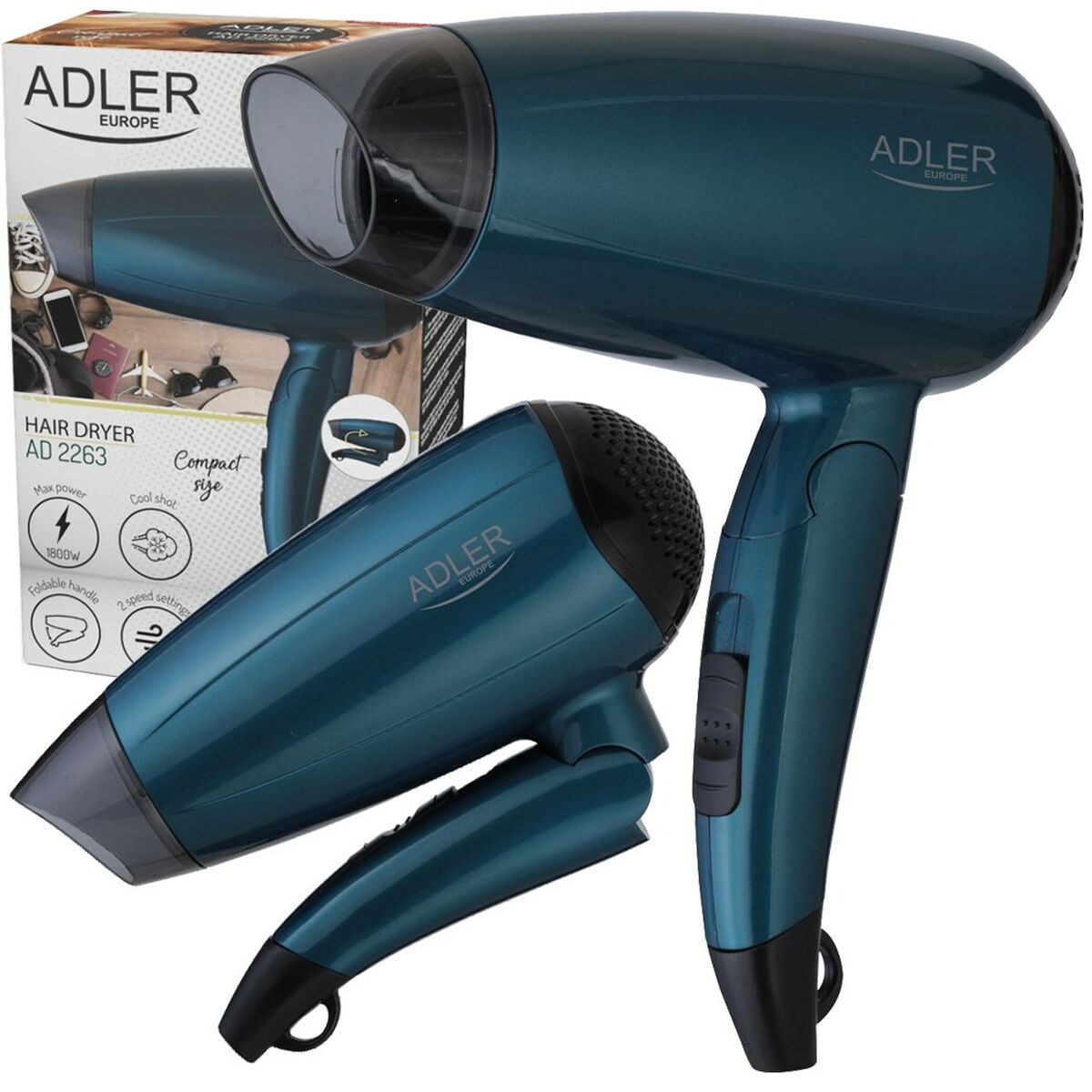 Hairdryer Adler AD 2263 White 1600 W product packaging