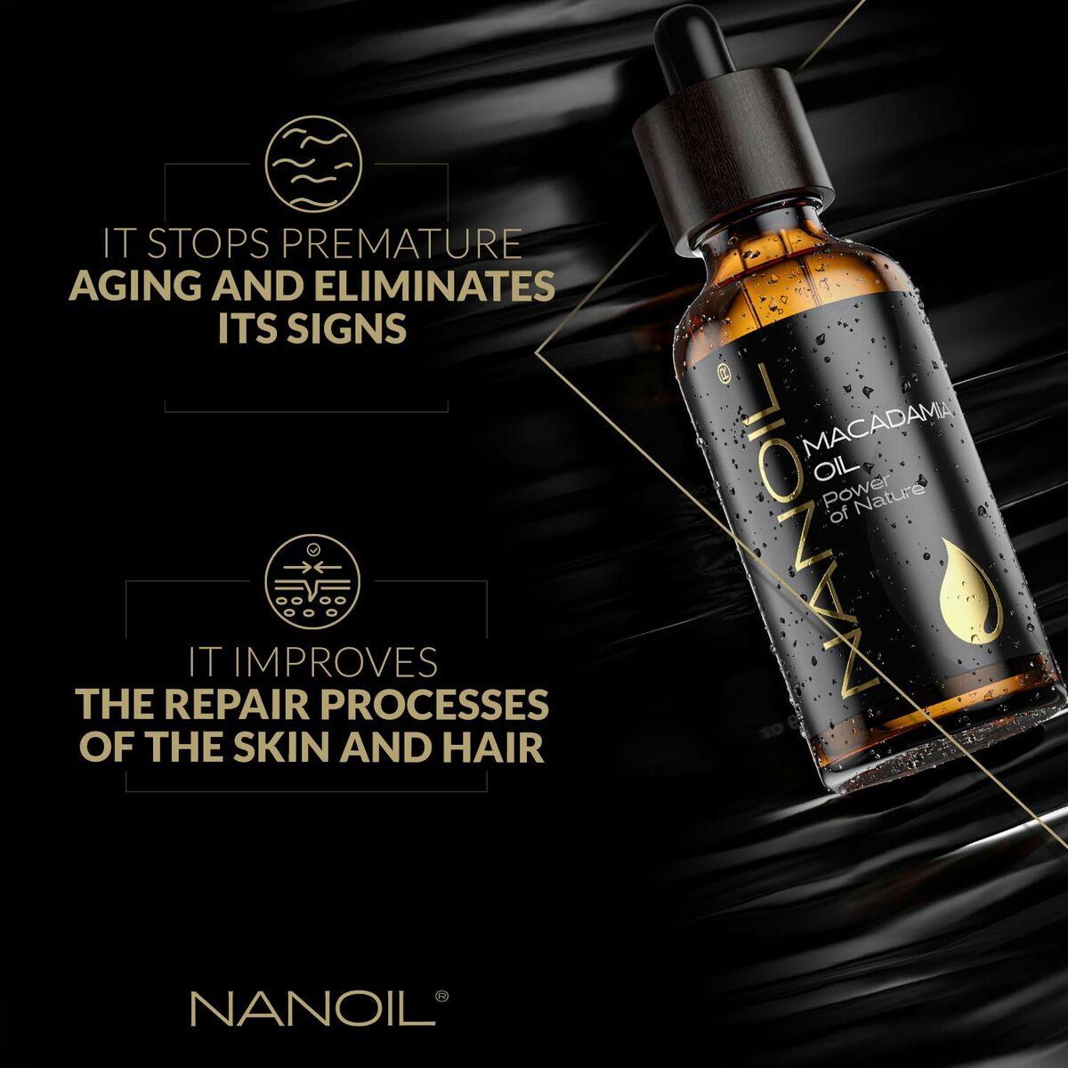 Bath Oil Nanoil Power Of Nature 50 ml Macadamia nut oil product packaging