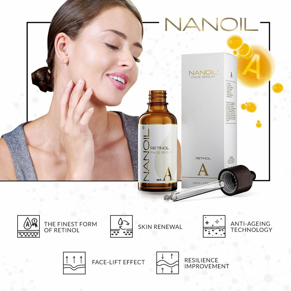 Anti-Ageing Serum Nanoil Face Serum 50 ml Retinol for Women serum bottle