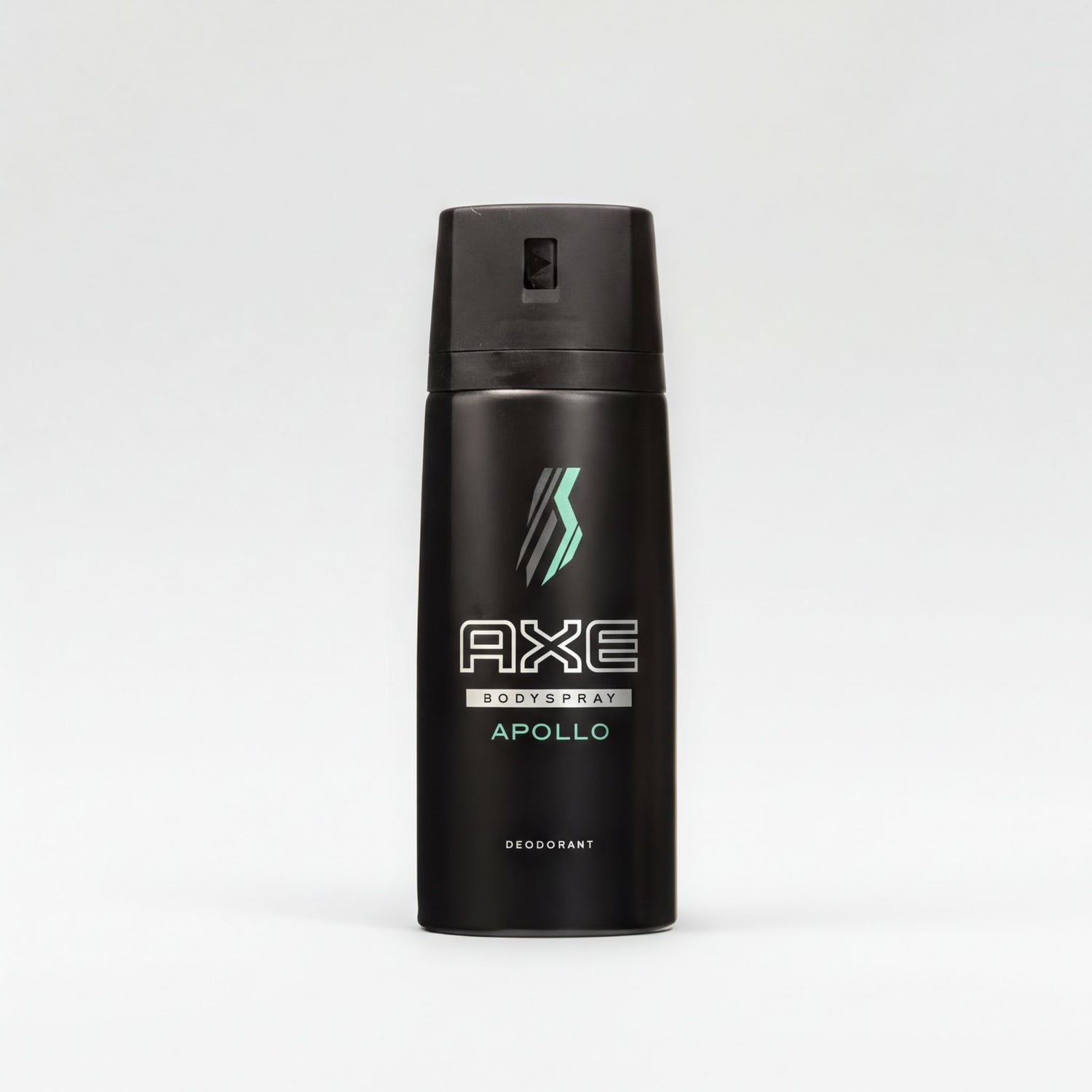 A black deodorant can with the brand name "AXE" and product name "APOLLO" printed on it.