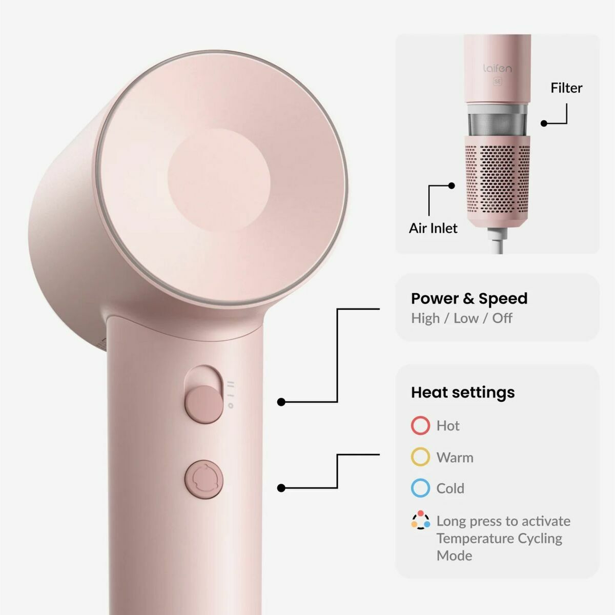 Hairdryer Laifen M10 Pink 1600 W product packaging