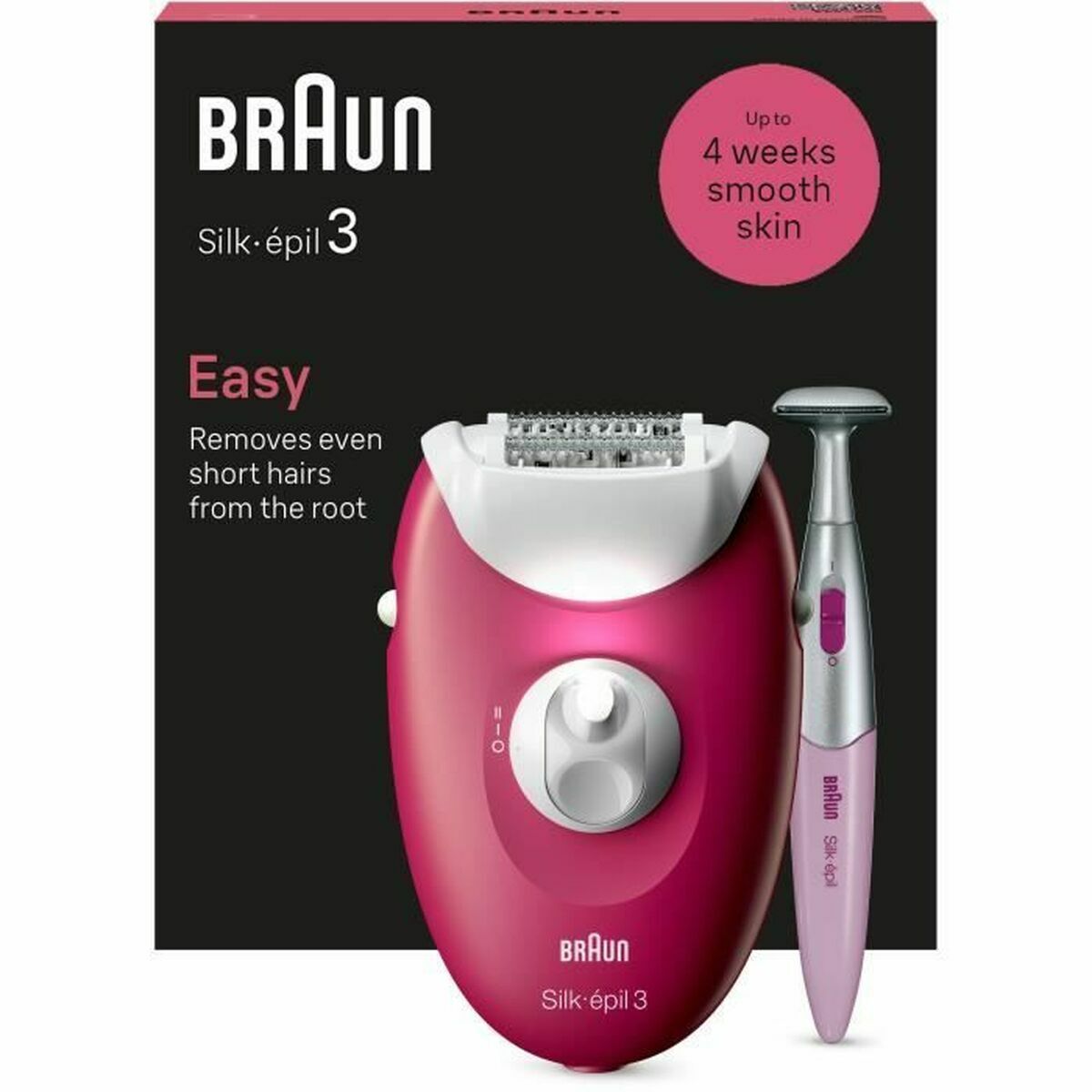 Electric Hair Remover Braun 3-202 Fuchsia product packaging