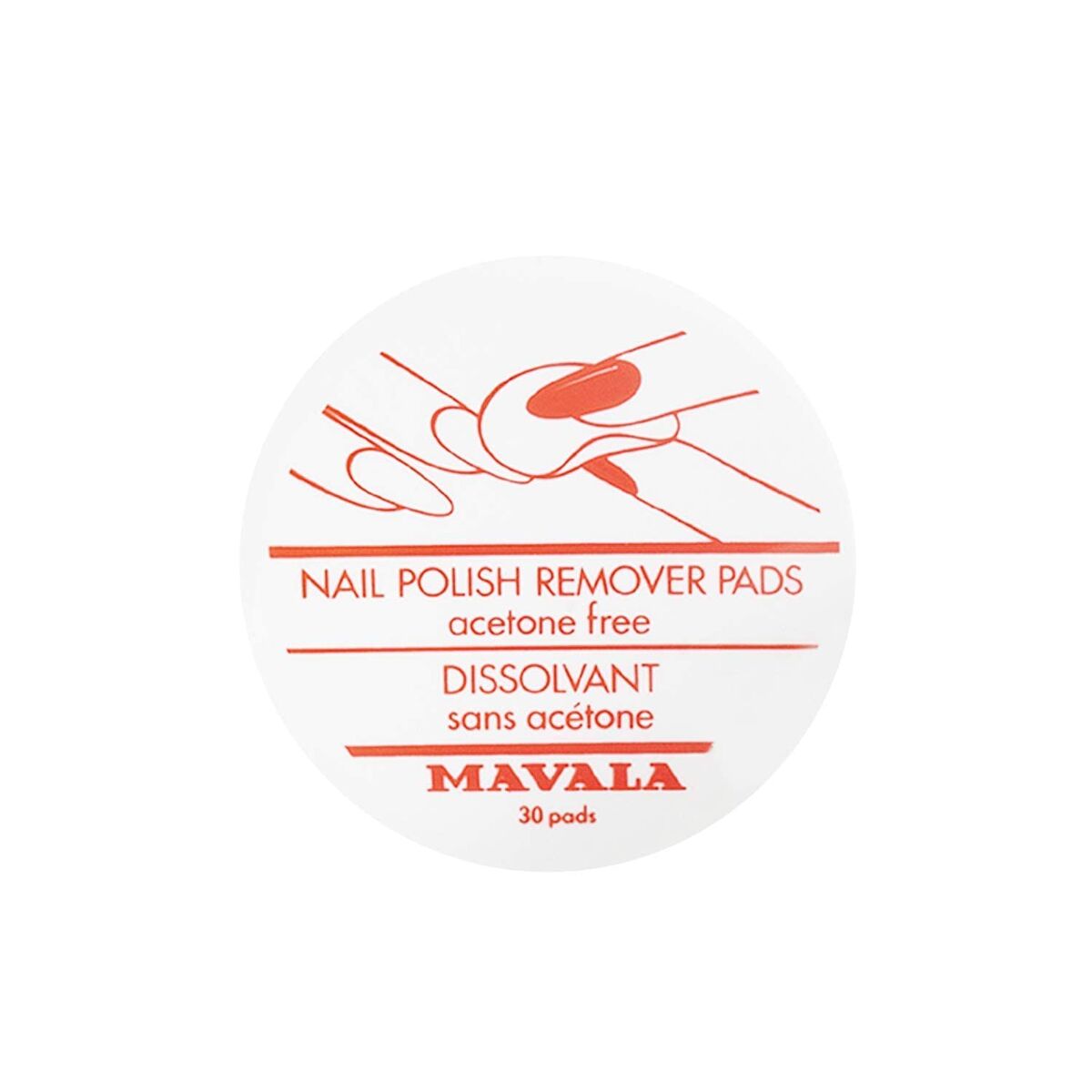 Nail polish remover Mavala NAIL POLISH Nail polish removing discs/pads 30 Pieces product packaging